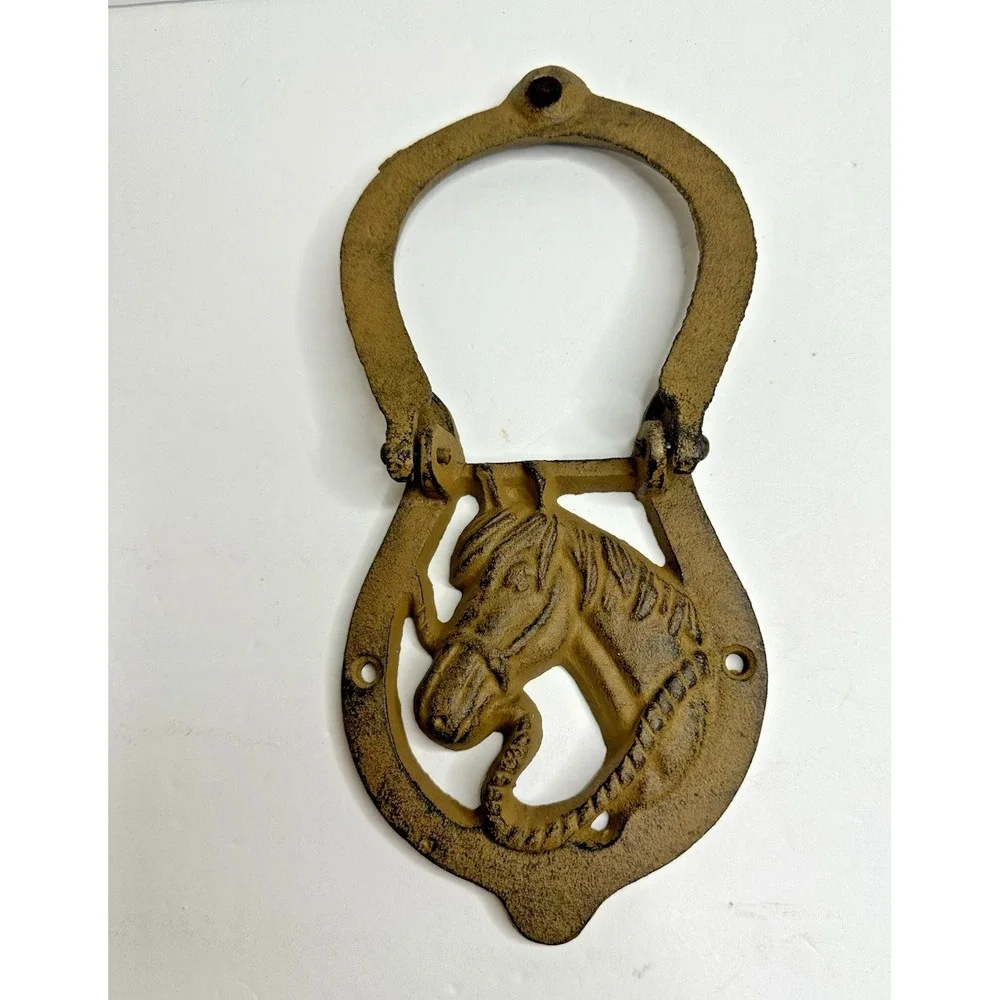 Door Knocker Cast Iron Horse And Horseshoe Good Luck 5.5